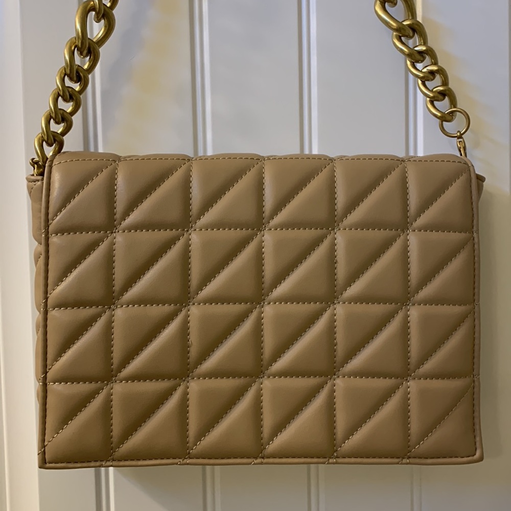 Zara Beige Quilt Leather Bag - Picture 3 of 10